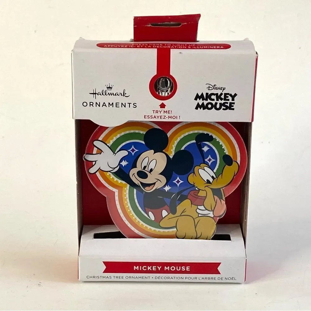 Hallmark Disney Mickey Mouse Pluto Light Up Christmas Tree Ornament 2022 NEW.
